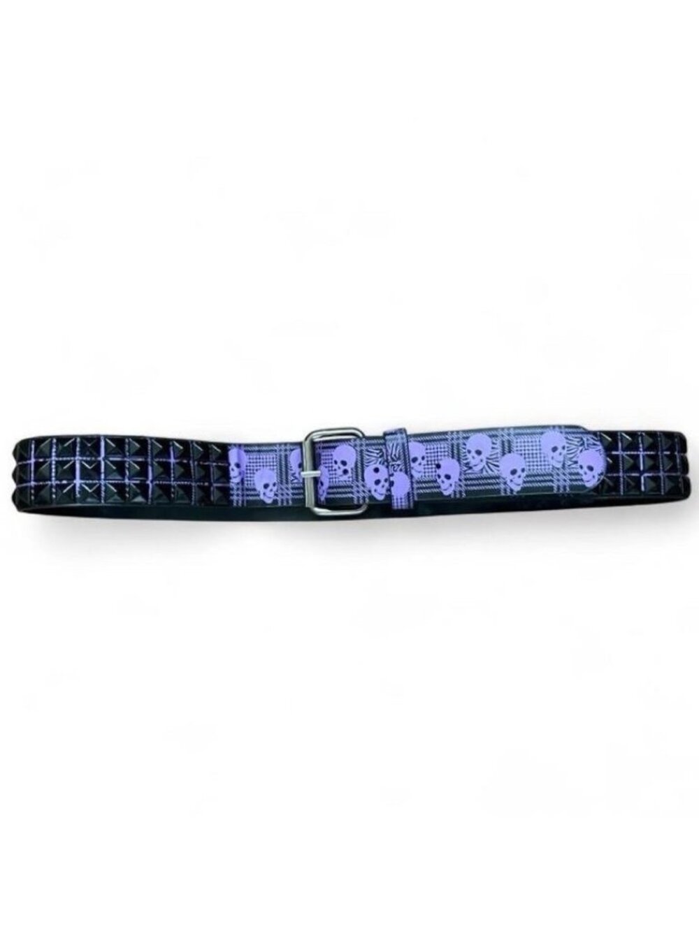 Black Studded Skull Print Punk Belt Size M/L